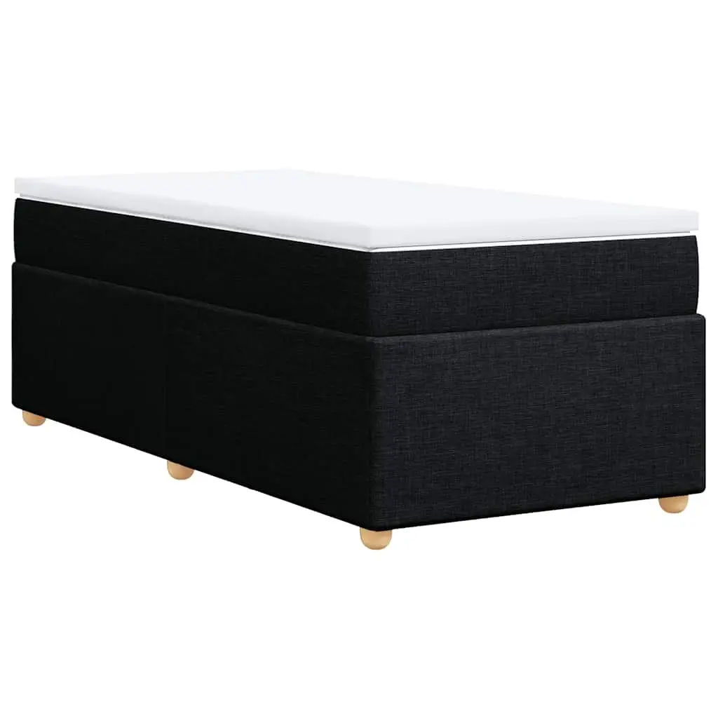 King Single Bed with Pocket Spring Mattress and Removable Topper in Black Fabric