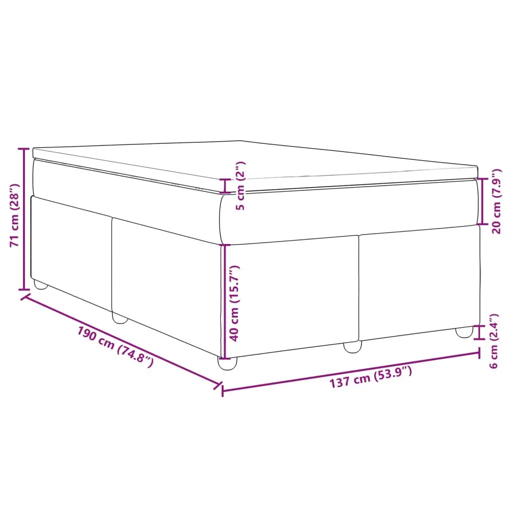 Double Box Spring Bed with Pocket Spring Mattress Black Fabric Double Size