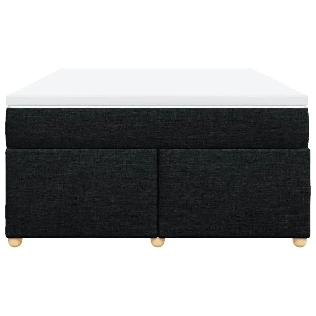 Double Box Spring Bed with Pocket Spring Mattress Black Fabric Double Size