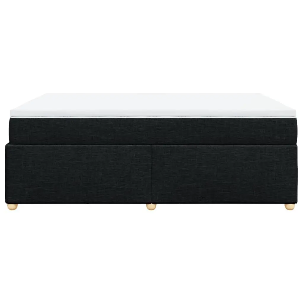 Double Box Spring Bed with Pocket Spring Mattress Black Fabric Double Size