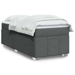 King Single Box Spring Bed with Pocket Mattress Grey Fabric Bedroom Furniture