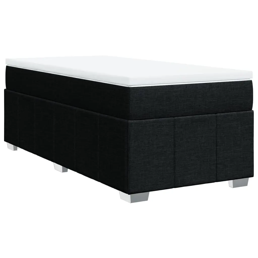 Pocket Spring Mattress Bed Frame King Single Black Fabric with Slatted Base