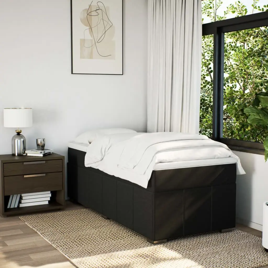 Pocket Spring Mattress Bed Frame King Single Black Fabric with Slatted Base