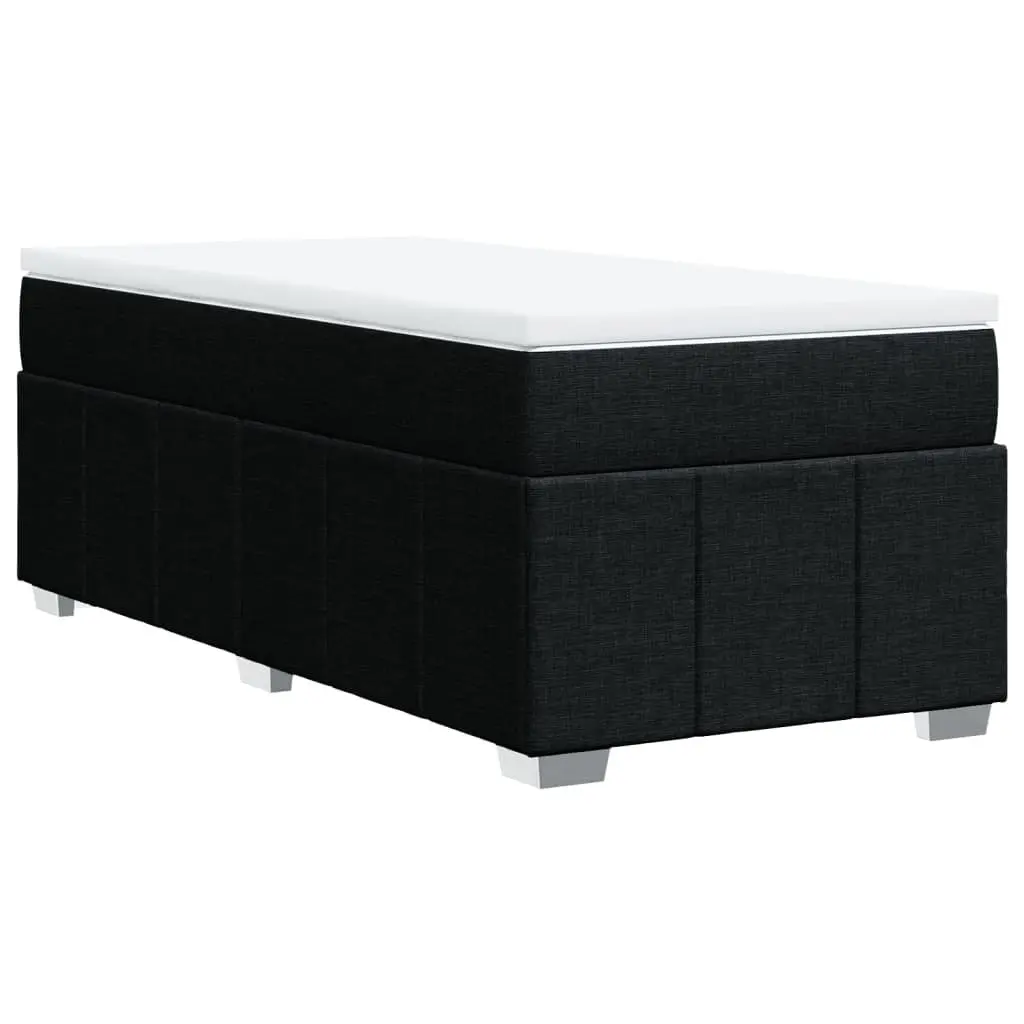 Pocket Spring Mattress Bed Frame King Single Black Fabric with Slatted Base