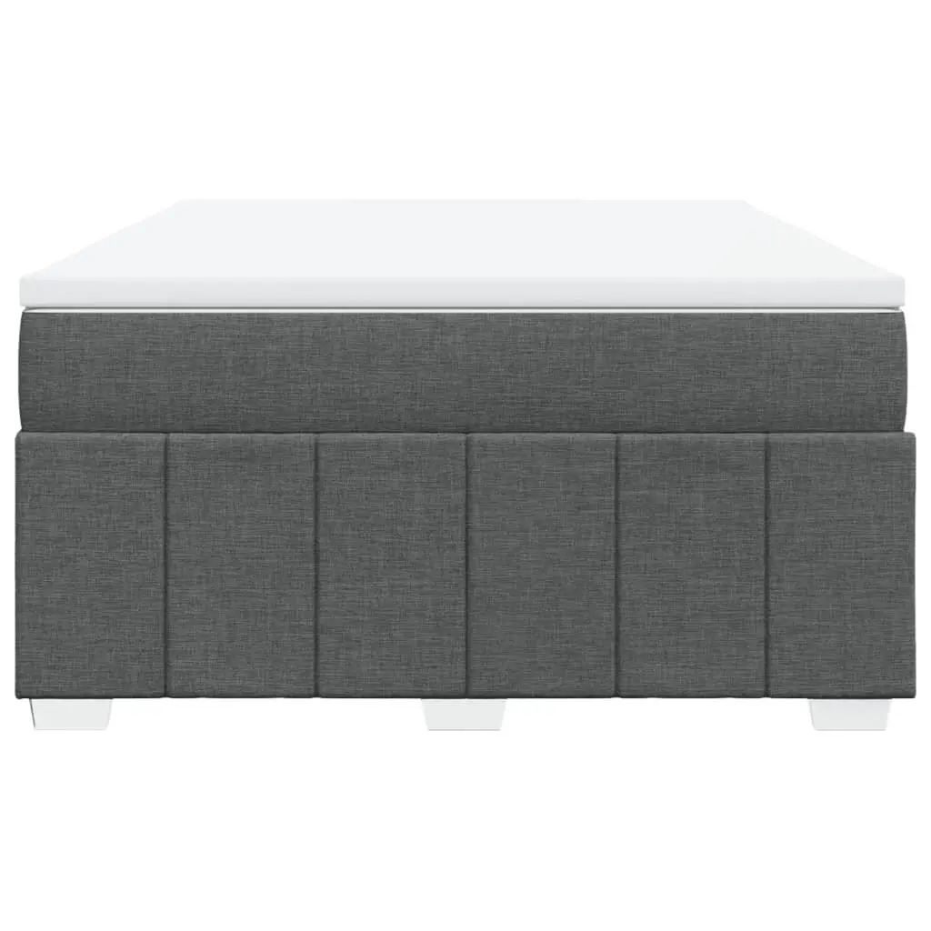 Queen Size Grey Fabric Bed Frame with Pocket Spring Mattress and Supportive Slatted Base