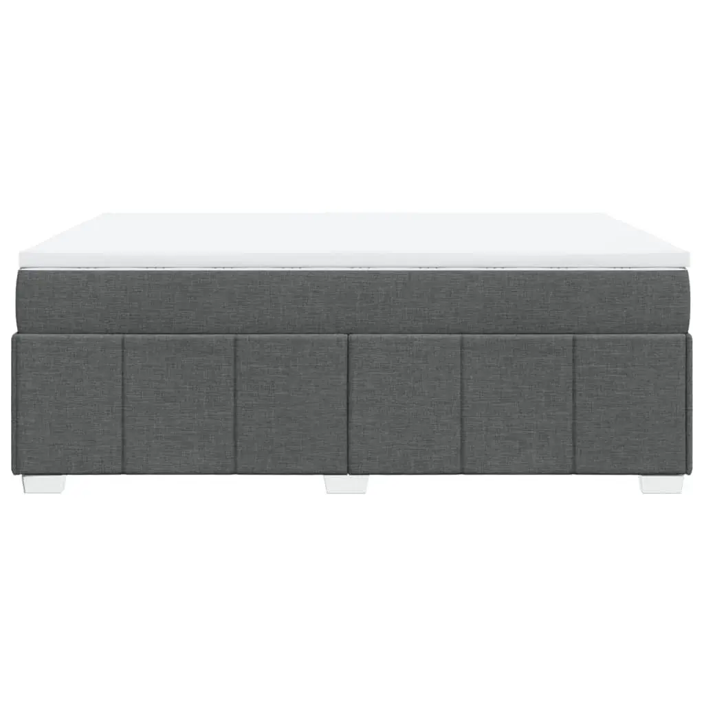Queen Size Grey Fabric Bed Frame with Pocket Spring Mattress and Supportive Slatted Base