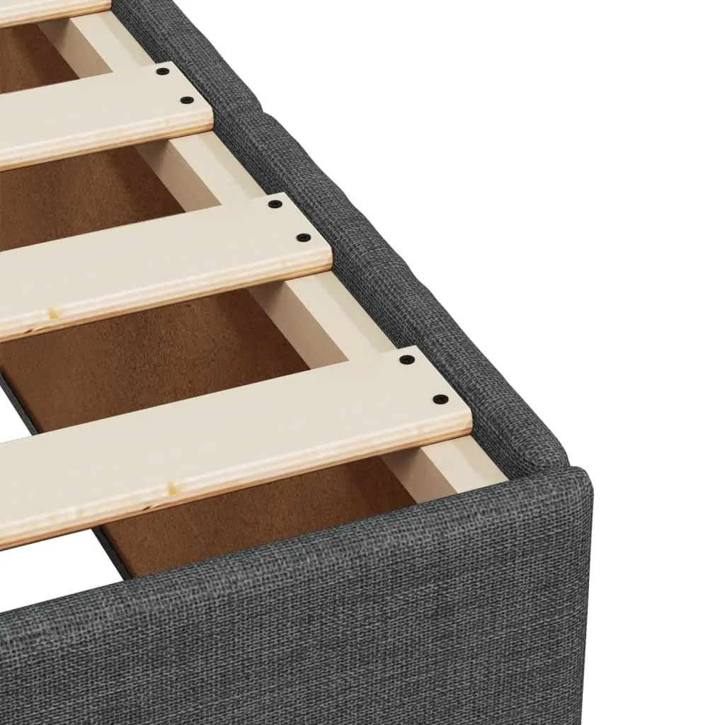 Queen Size Grey Fabric Bed Frame with Pocket Spring Mattress and Supportive Slatted Base