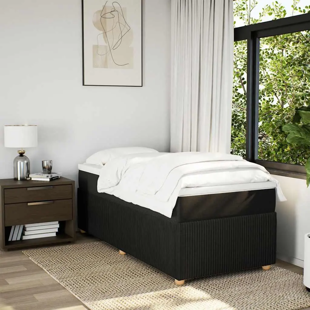 Pocket Spring Mattress Bed Frame with Slatted Base King Single Black Fabric
