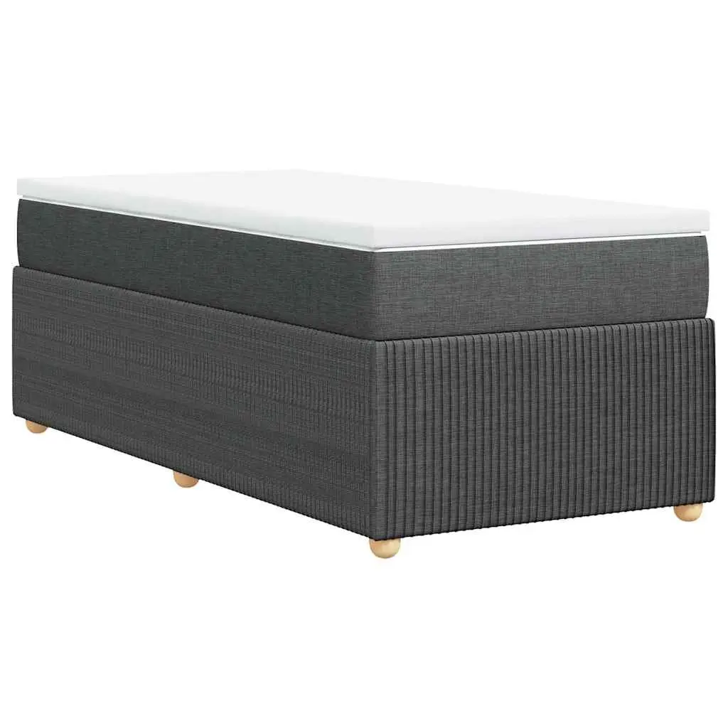 Pocket Spring Mattress Bed Frame with Slatted Base King Single Black Fabric