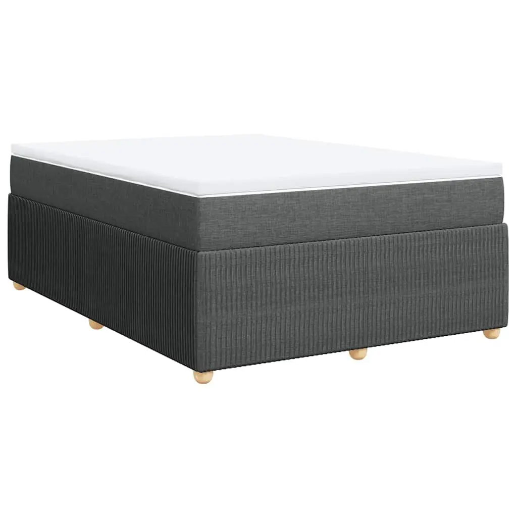 Double Box Spring Bed Pocket Spring Mattress Black Fabric Double Size