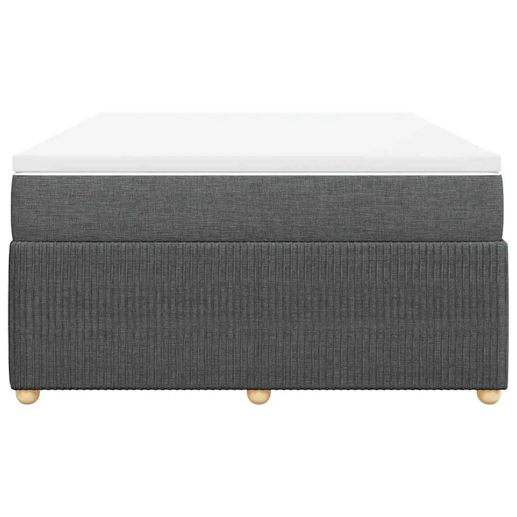 Double Box Spring Bed Pocket Spring Mattress Black Fabric Double Size