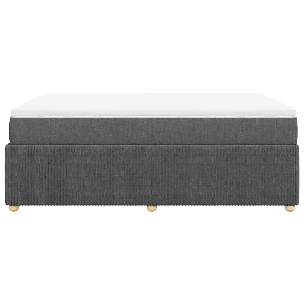 Double Box Spring Bed Pocket Spring Mattress Black Fabric Double Size