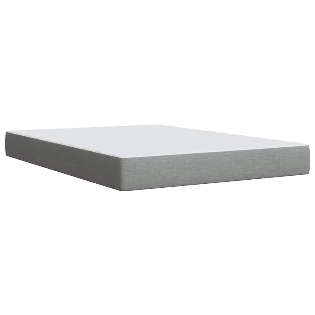 Queen Bed Frame with Pocket Sprung Mattress and Washable Topper Grey Polyester Fabric