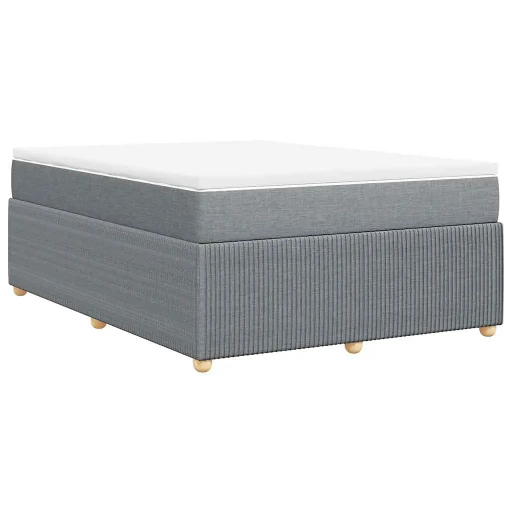 Queen Bed Frame with Pocket Sprung Mattress and Washable Topper Grey Polyester Fabric