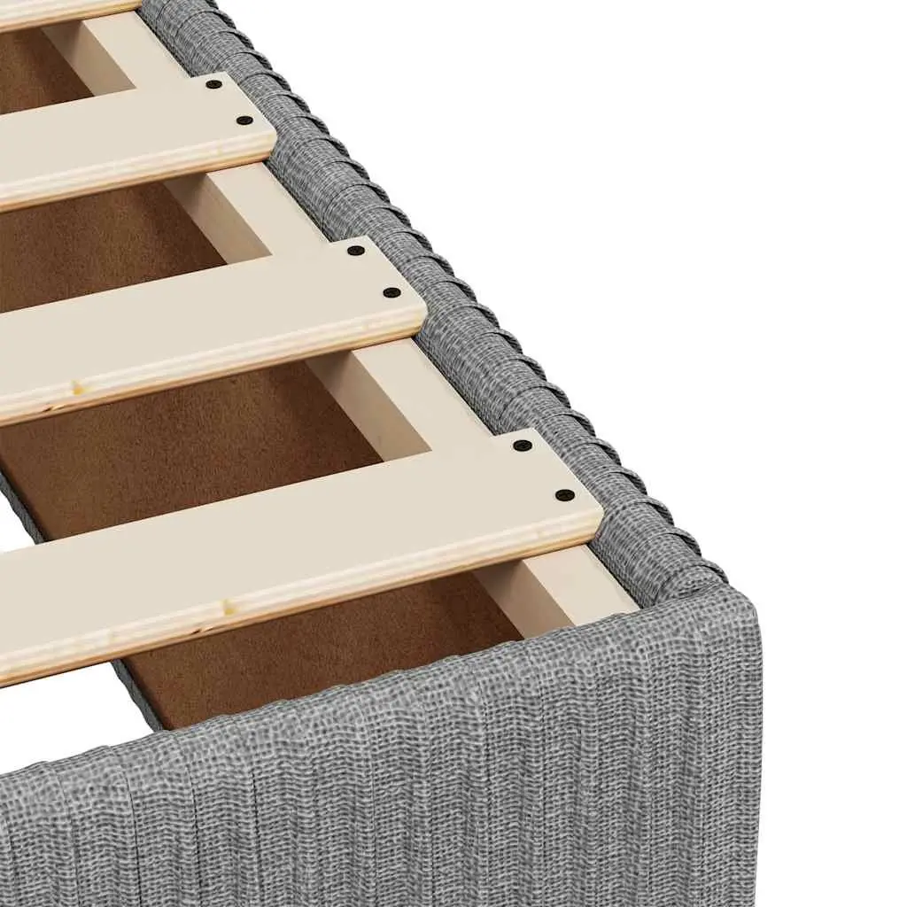 Queen Bed Frame with Pocket Sprung Mattress and Washable Topper Grey Polyester Fabric