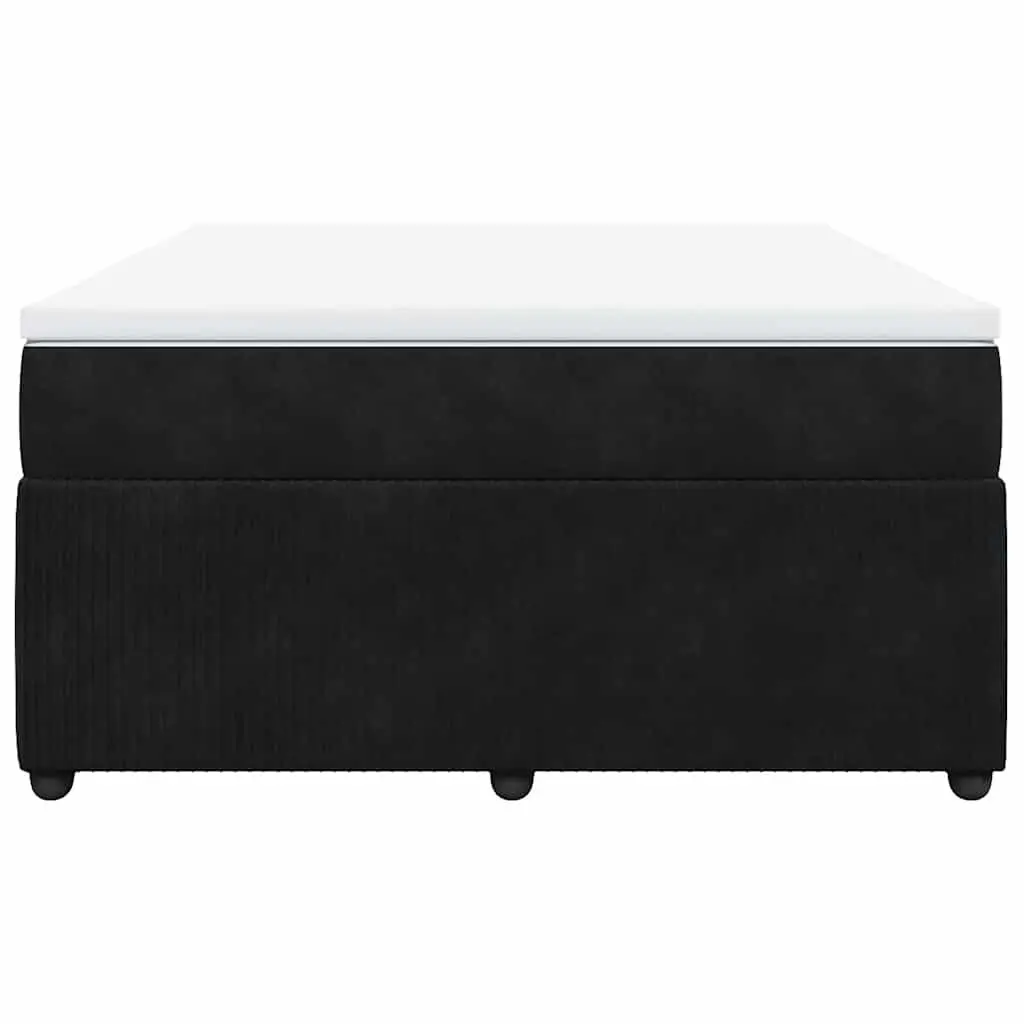Double Velvet Upholstered Box Spring Bed with Pocket Sprung Mattress and Removable Topper Black