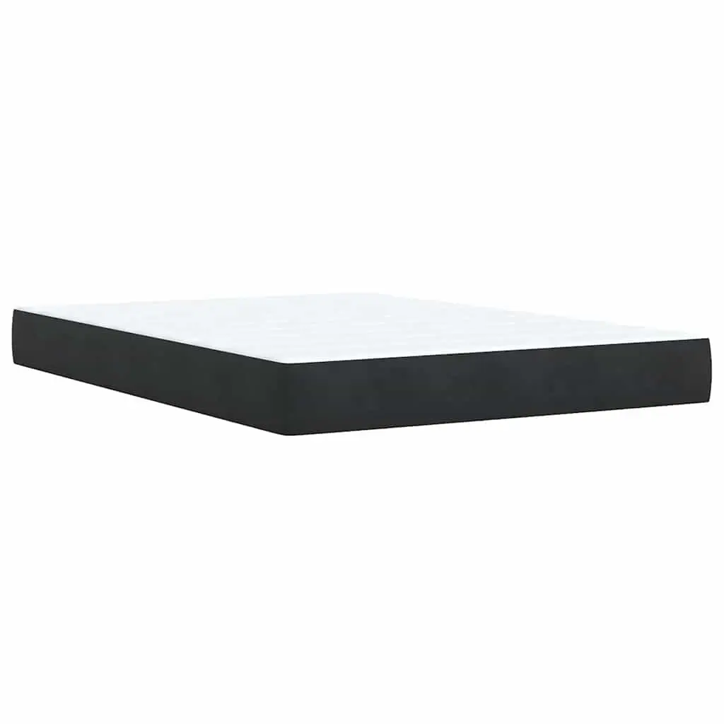 Double Velvet Upholstered Box Spring Bed with Pocket Sprung Mattress and Removable Topper Black