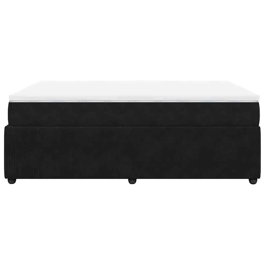 Double Velvet Upholstered Box Spring Bed with Pocket Sprung Mattress and Removable Topper Black