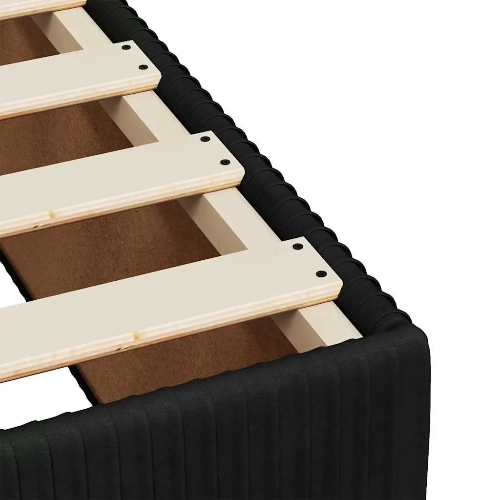 Double Velvet Upholstered Box Spring Bed with Pocket Sprung Mattress and Removable Topper Black