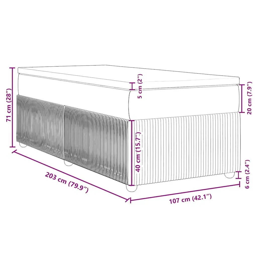King Single Bed Frame Velvet with Pocket Spring Mattress and Mattress Topper