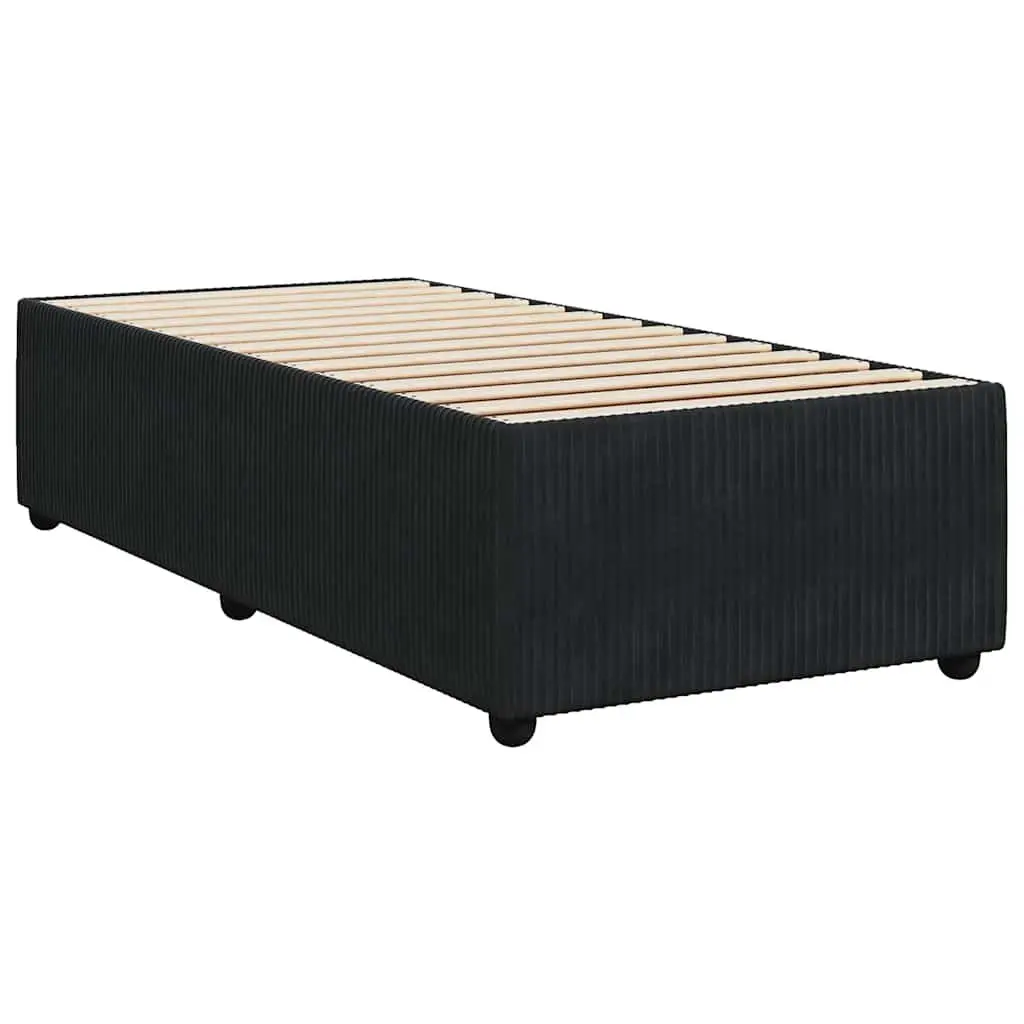 King Single Bed Frame Velvet with Pocket Spring Mattress and Mattress Topper