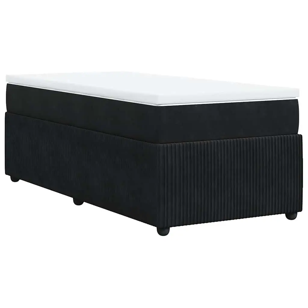 King Single Bed Frame Velvet with Pocket Spring Mattress and Mattress Topper