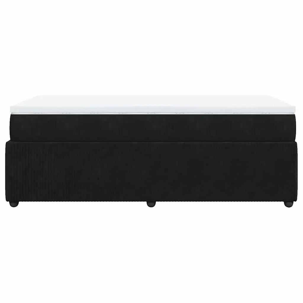 King Single Bed Frame Velvet with Pocket Spring Mattress and Mattress Topper
