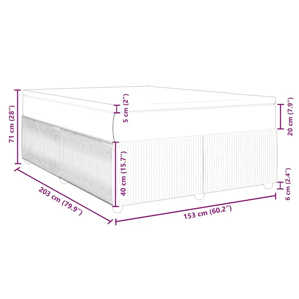 Box Spring Bed with Mattress Queen Size Grey Velvet Pocket Spring Frame