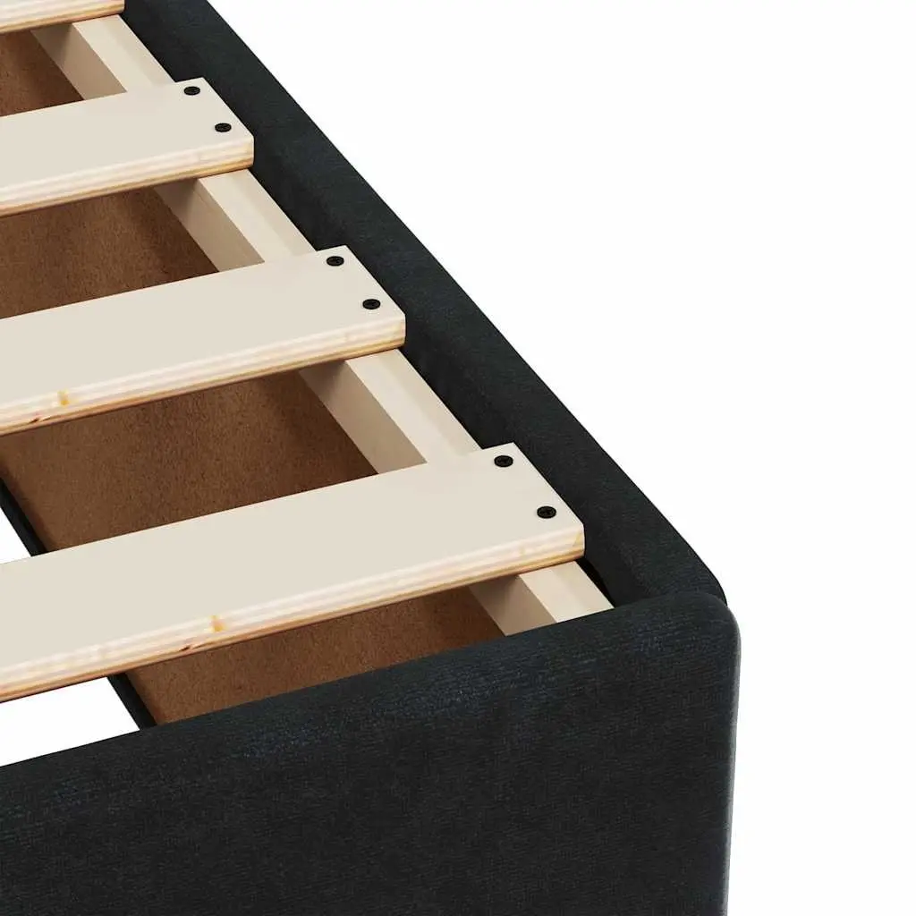 Box Spring Bed with Pocket Mattress King Single Black Fabric Frame Slats