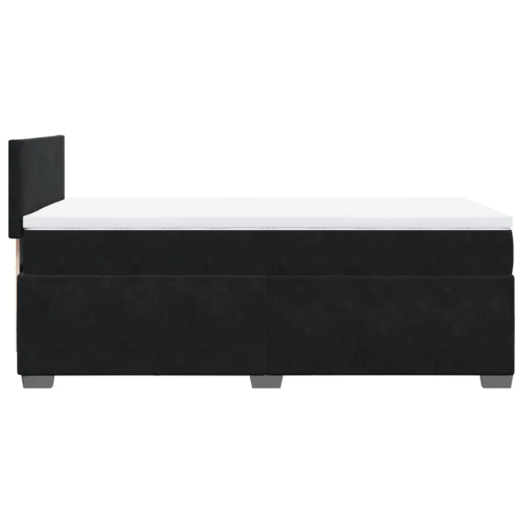 Box Spring Bed with Pocket Mattress King Single Black Fabric Frame Slats