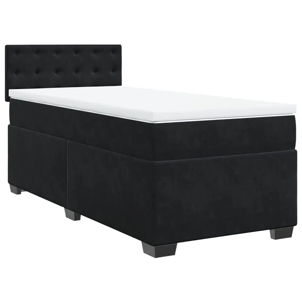 King Single Box Spring Bed Pocket Spring Mattress Black Fabric Frame
