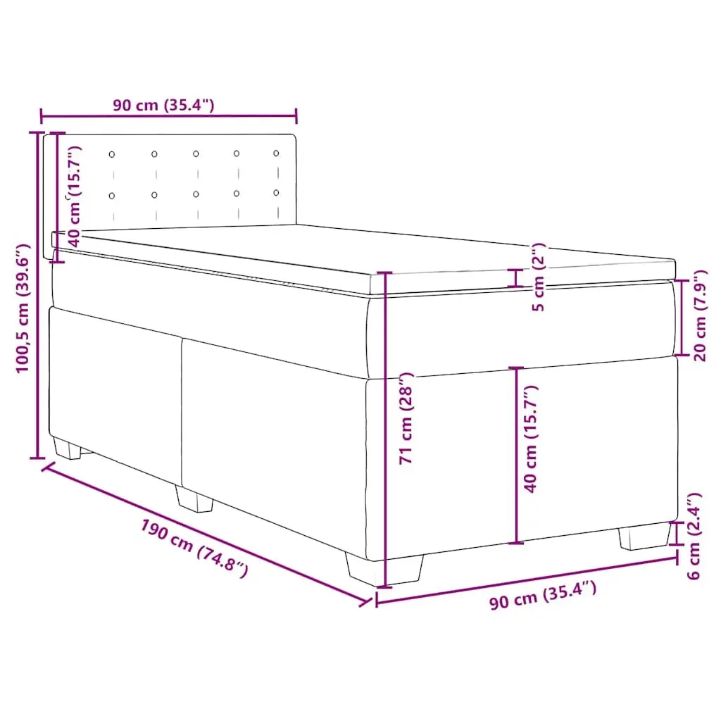 King Single Box Spring Bed Pocket Spring Mattress Black Fabric Frame