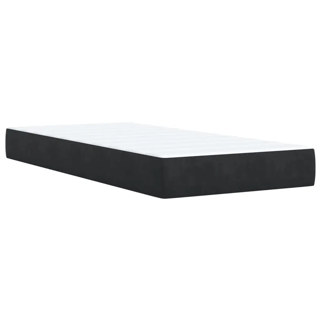 King Single Box Spring Bed Pocket Spring Mattress Black Fabric Frame