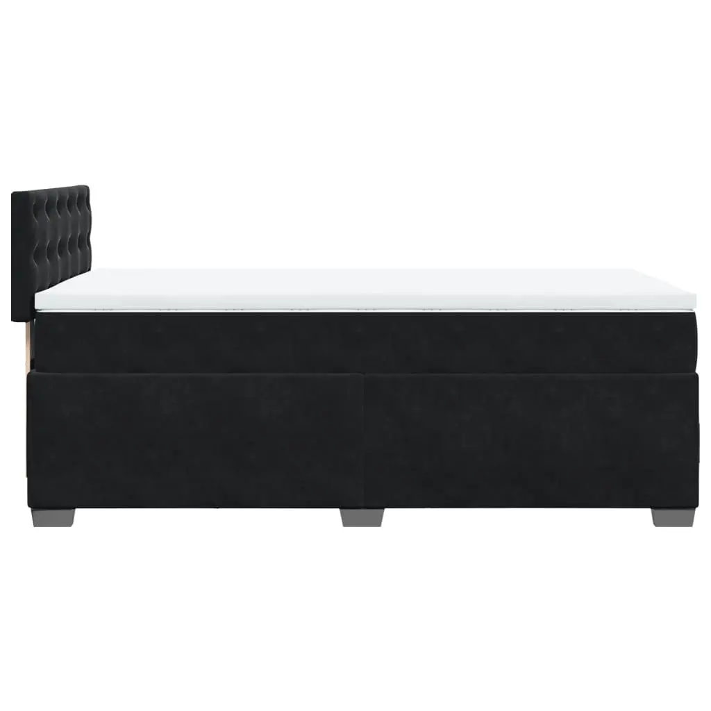 King Single Box Spring Bed Pocket Spring Mattress Black Fabric Frame