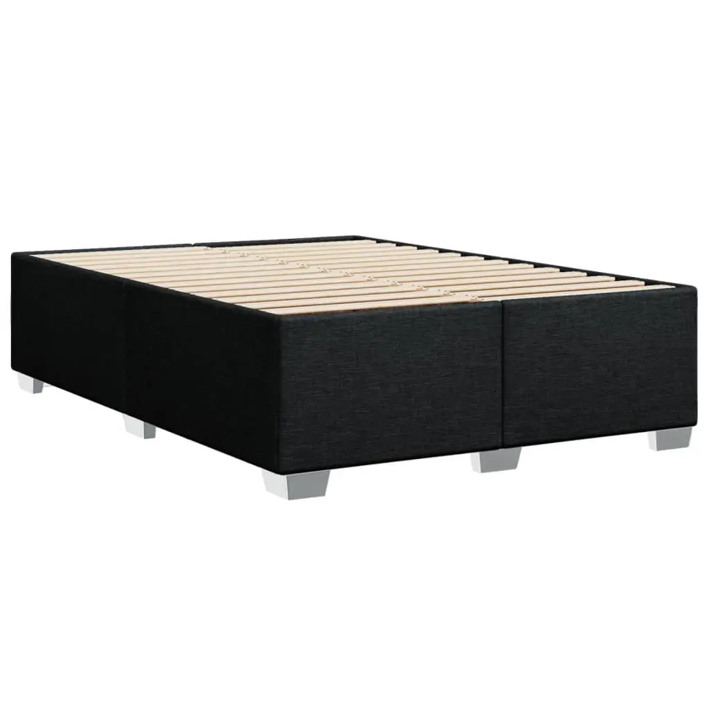 Double Bed Frame with Integrated Pocket Spring Mattress Upholstered in Black Fabric