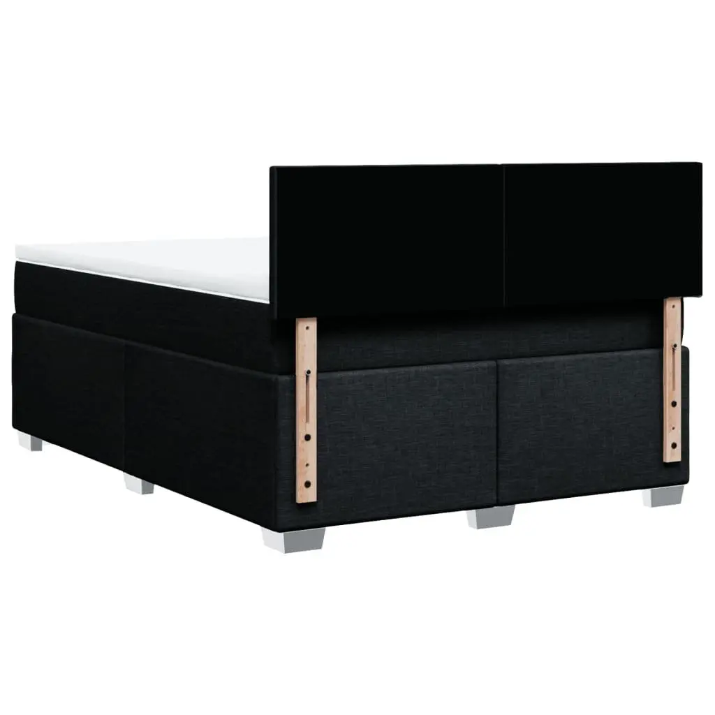 Double Bed Frame with Integrated Pocket Spring Mattress Upholstered in Black Fabric
