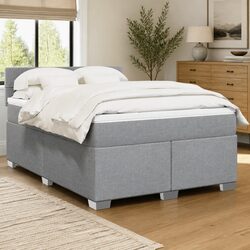 Box Spring Bed Double Fabric Dark Grey Pocket Sprung Mattress Topper Slats