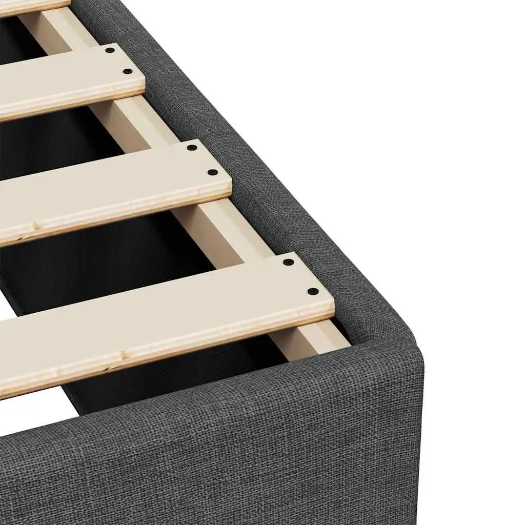 Double Box Spring Bed with Integrated Pocket Mattress Black Fabric Upholstered Frame
