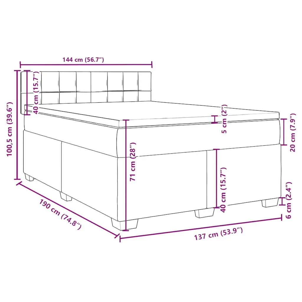 Double Box Spring Bed with Integrated Pocket Mattress Black Fabric Upholstered Frame
