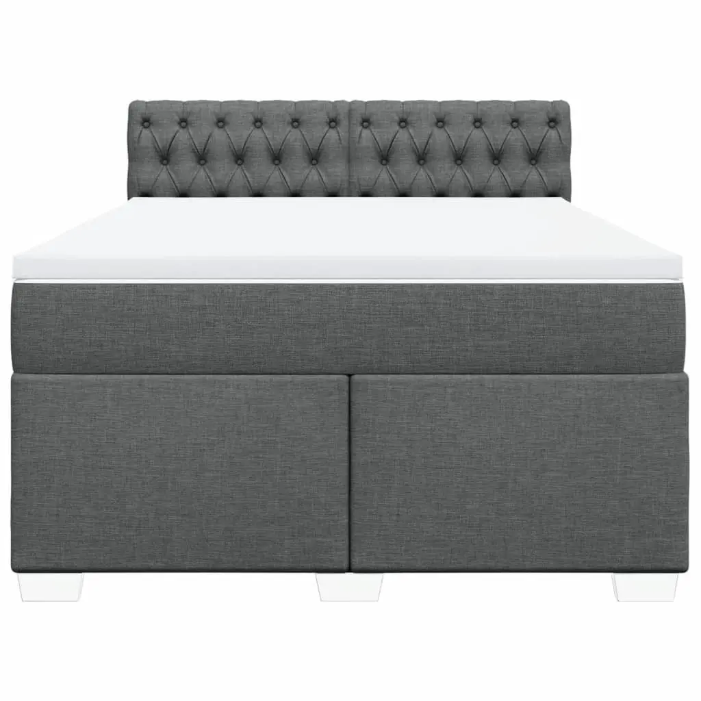 Double Box Spring Bed Pocket Sprung Mattress Black Fabric Frame Double Size