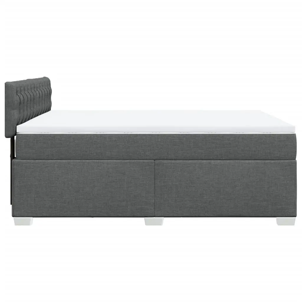 Double Box Spring Bed Pocket Sprung Mattress Black Fabric Frame Double Size