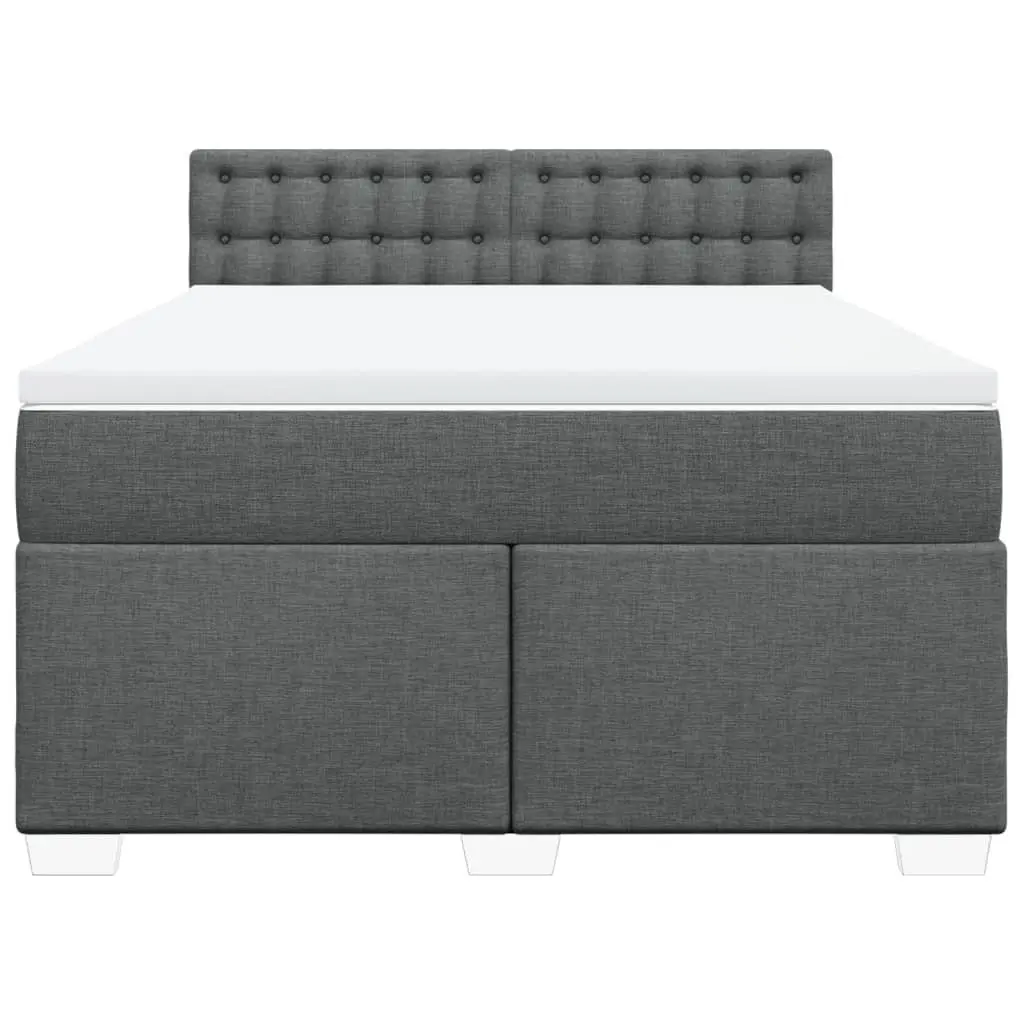 Double Bed Frame with Pocket Spring Mattress and Removable Topper Black Fabric Upholstery