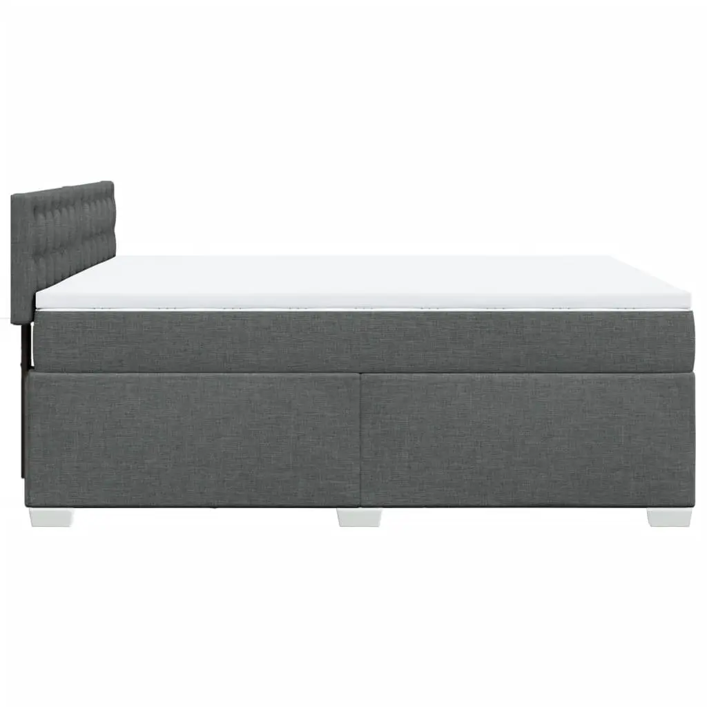 Double Bed Frame with Pocket Spring Mattress and Removable Topper Black Fabric Upholstery