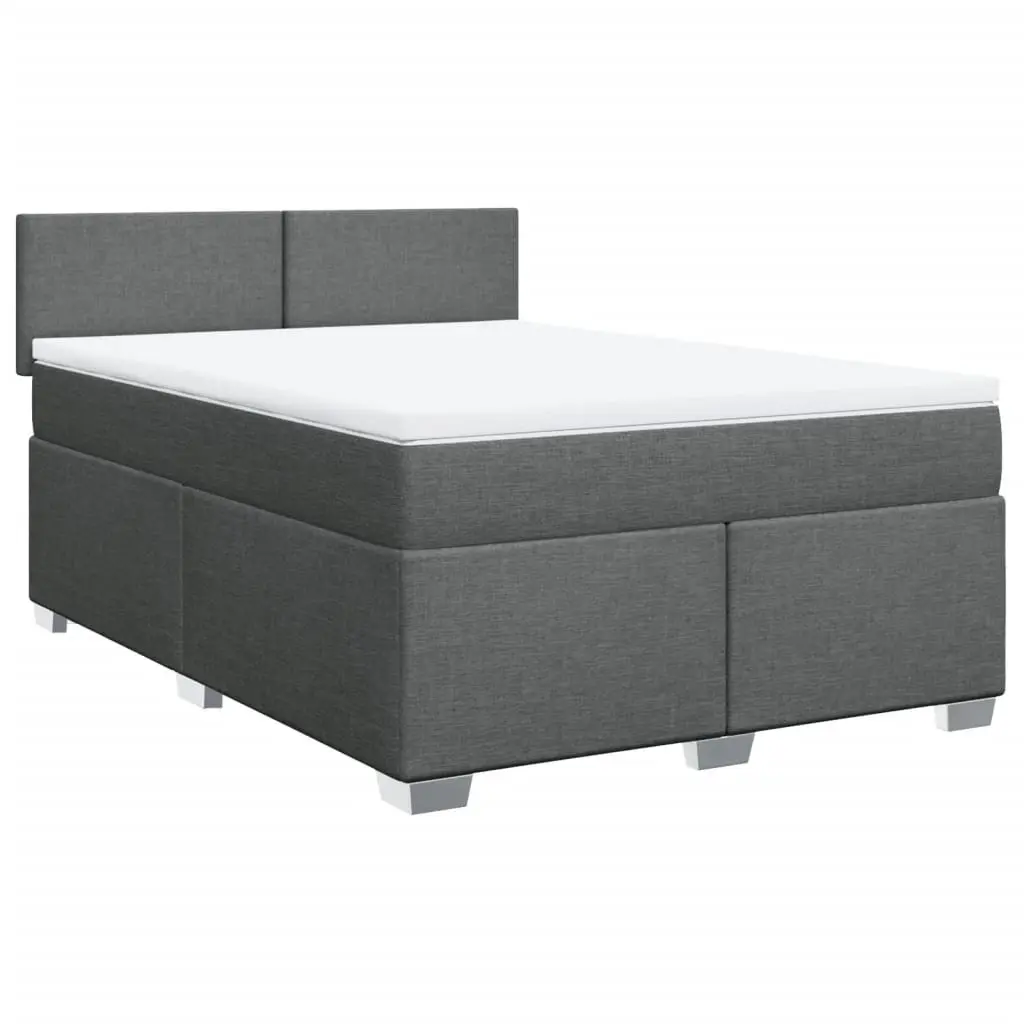 Queen Bed Frame with Grey Upholstered Pocket Spring Mattress and Slatted Support Base