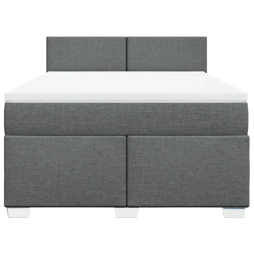 Queen Bed Frame with Grey Upholstered Pocket Spring Mattress and Slatted Support Base