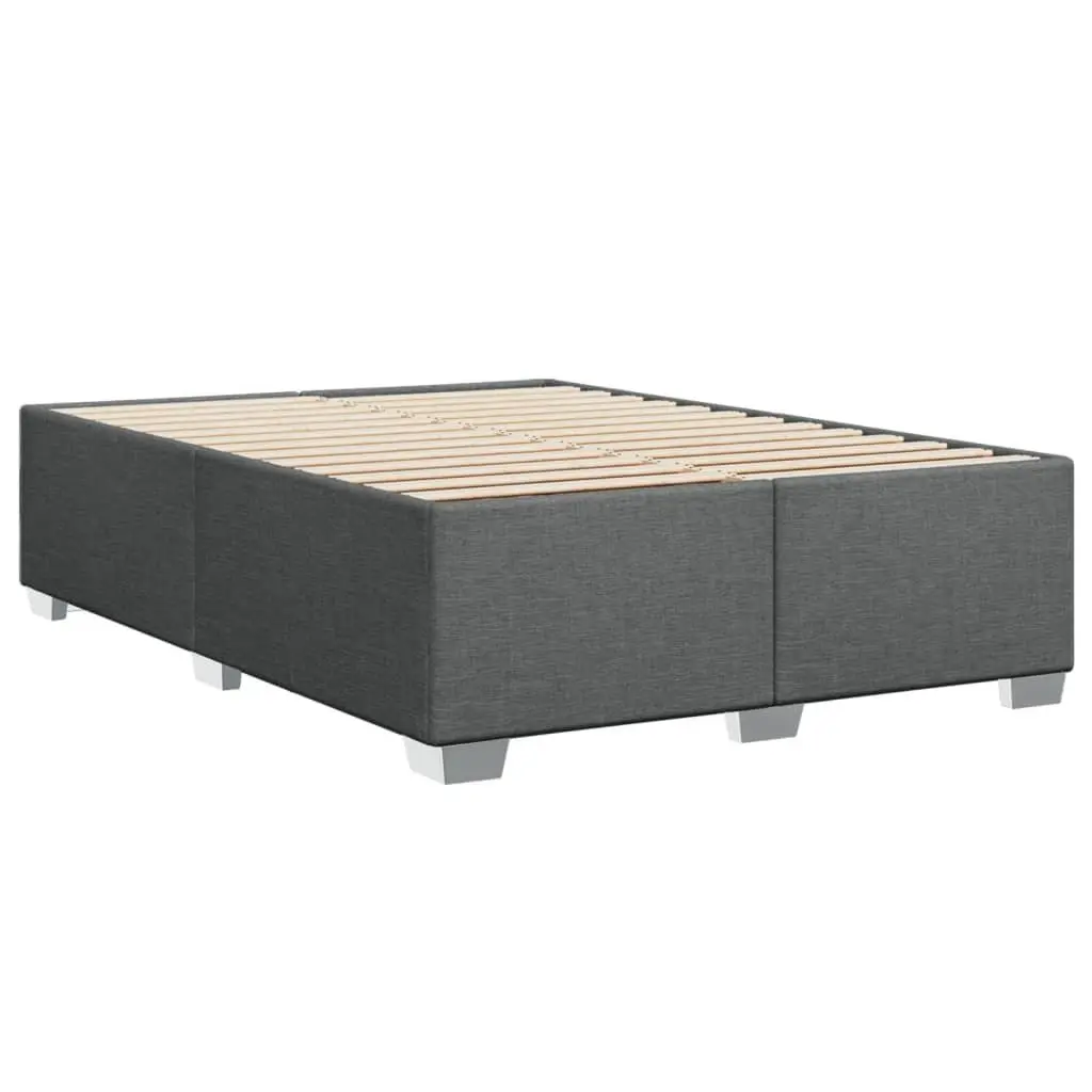 Queen Bed Frame with Grey Upholstered Pocket Spring Mattress and Slatted Support Base