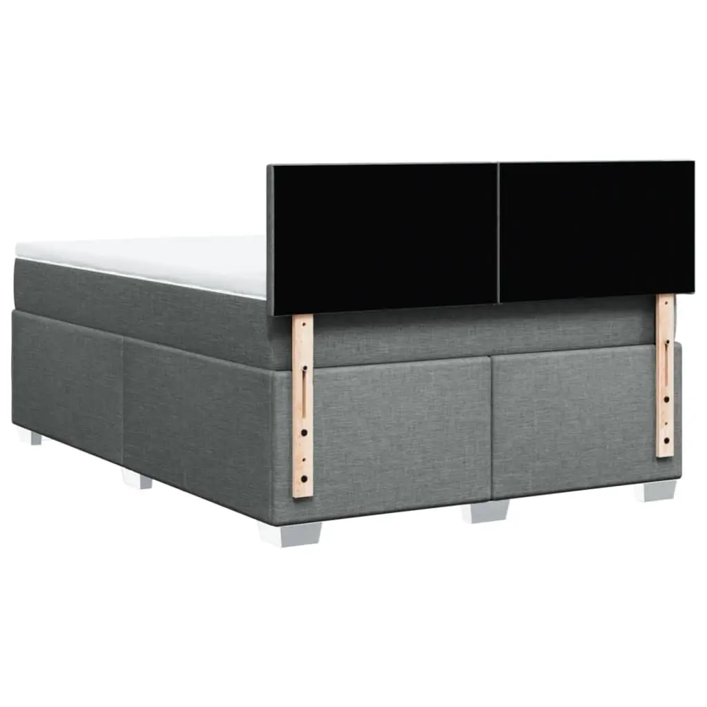 Queen Bed Frame with Grey Upholstered Pocket Spring Mattress and Slatted Support Base