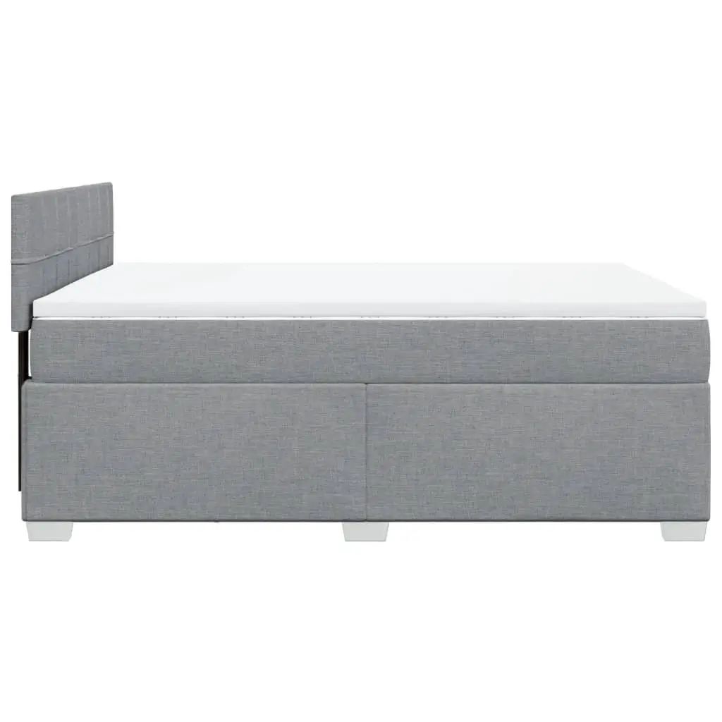 Queen Box Spring Bed with Pocket Spring Mattress Grey Fabric Bedroom Furniture
