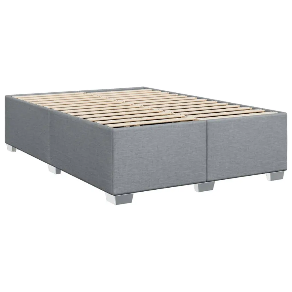 Queen Box Spring Bed with Pocket Spring Mattress Dark Grey Fabric Upholstered Frame