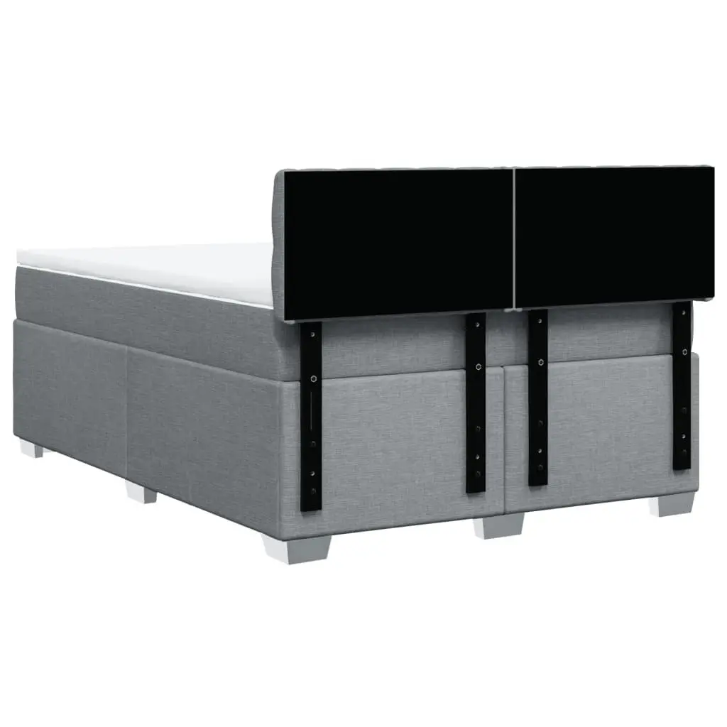 Queen Box Spring Bed with Pocket Spring Mattress Dark Grey Fabric Upholstered Frame